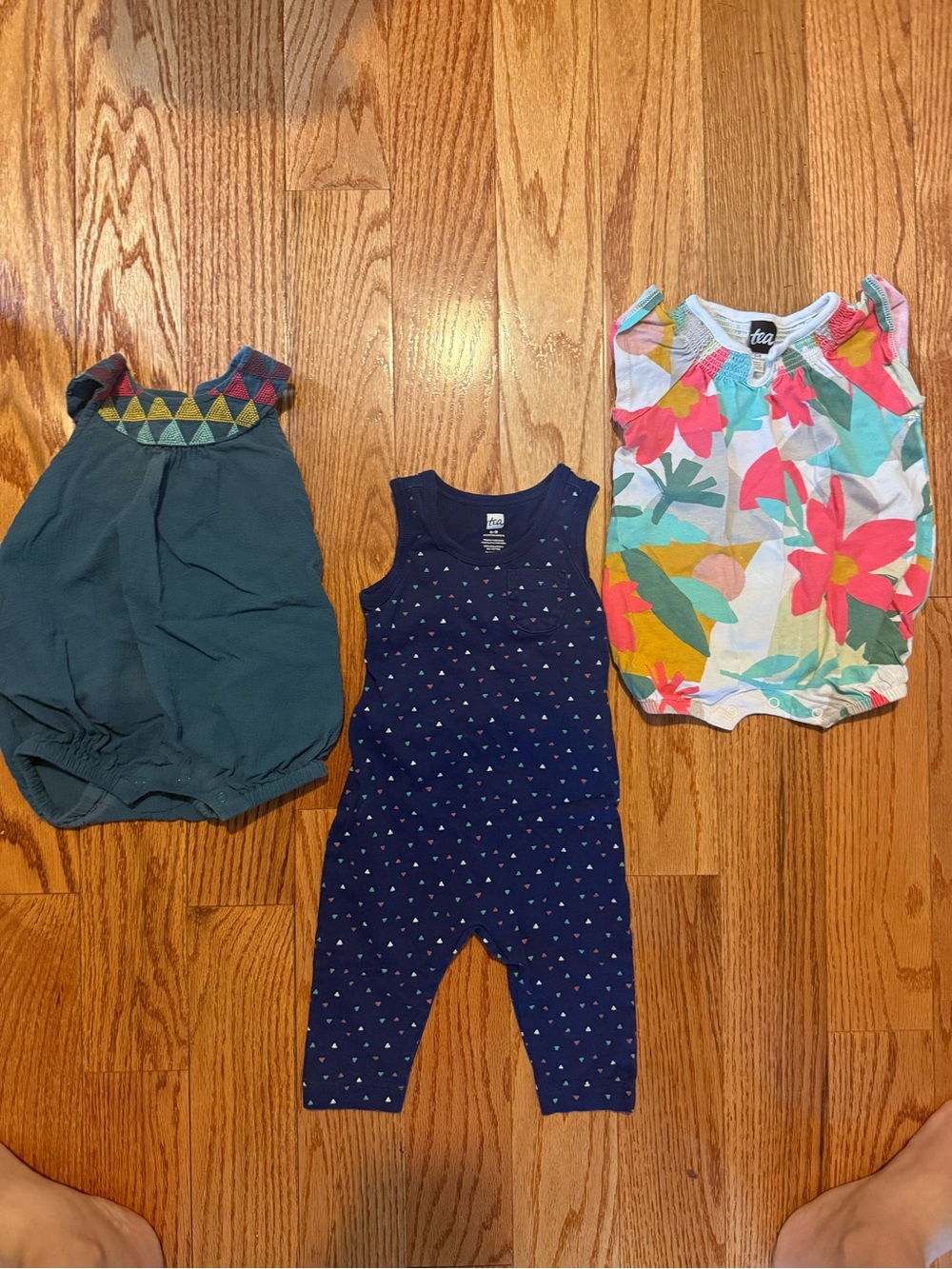 Tea Collection Baby Girls Summer Romper Bundle | Size 6-9 Months | 3 Pieces